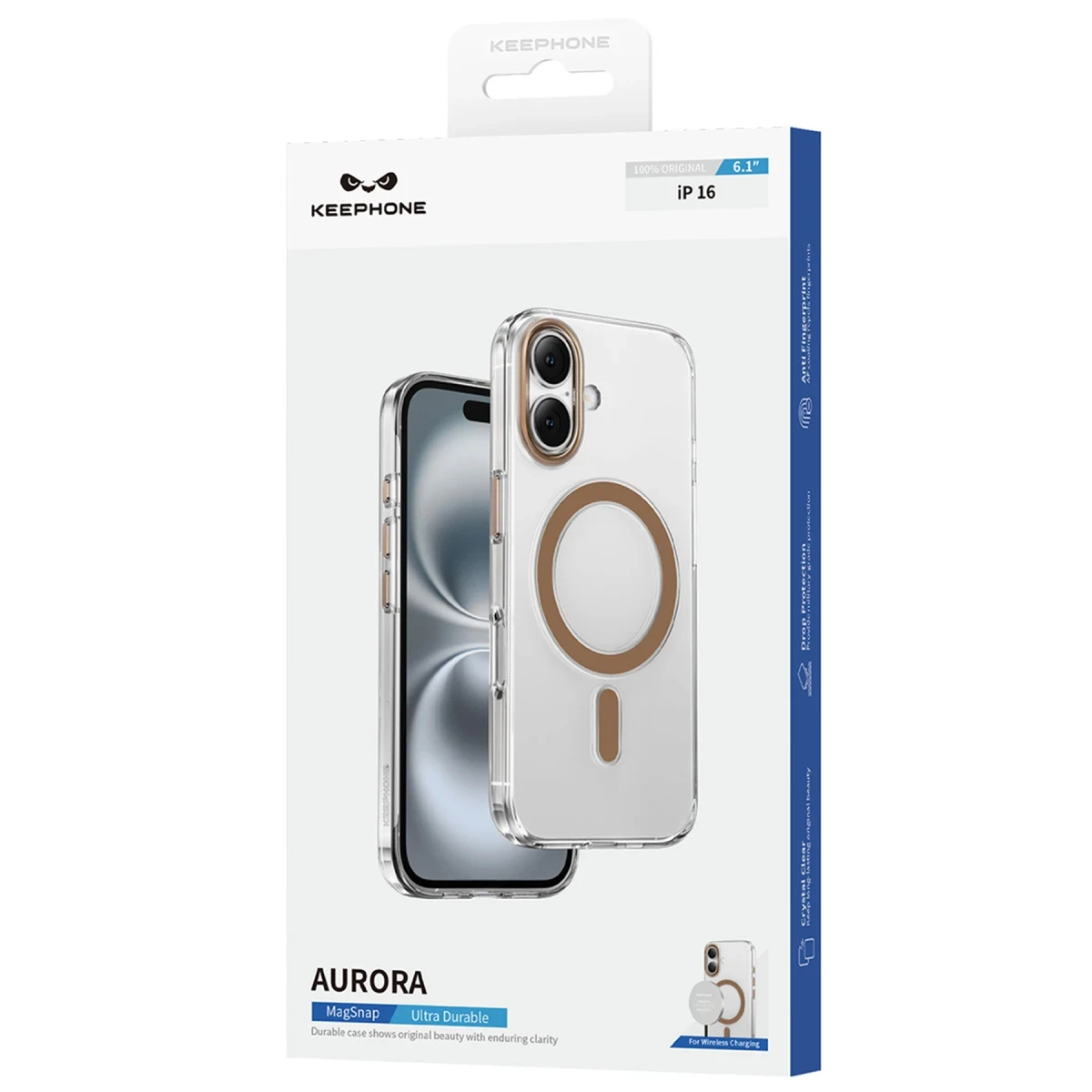 Keephone Apple iPhone 16 Aurora Şeffaf Magsafe Kılıf - Siyah Titanyum