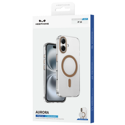 Keephone Apple iPhone 16 Aurora Şeffaf Magsafe Kılıf - Siyah Titanyum
