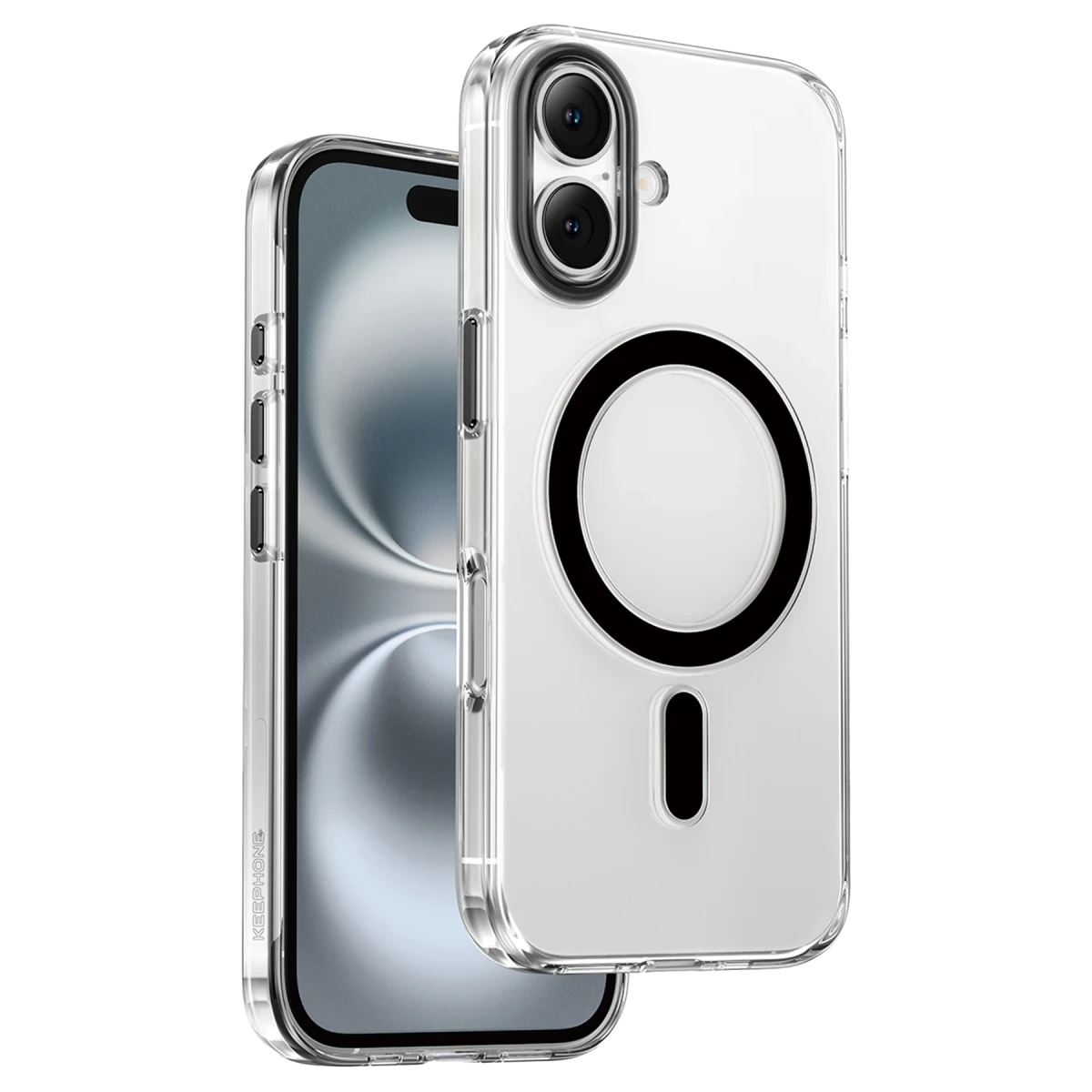 Keephone Apple iPhone 16 Aurora Şeffaf Magsafe Kılıf - Siyah Titanyum