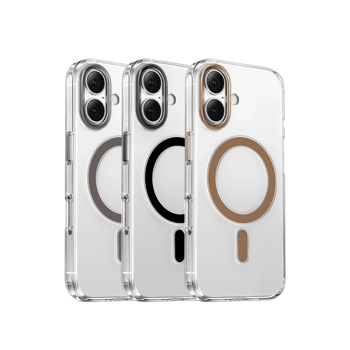 Keephone Apple iPhone 16 Aurora Şeffaf Magsafe Kılıf - Siyah Titanyum