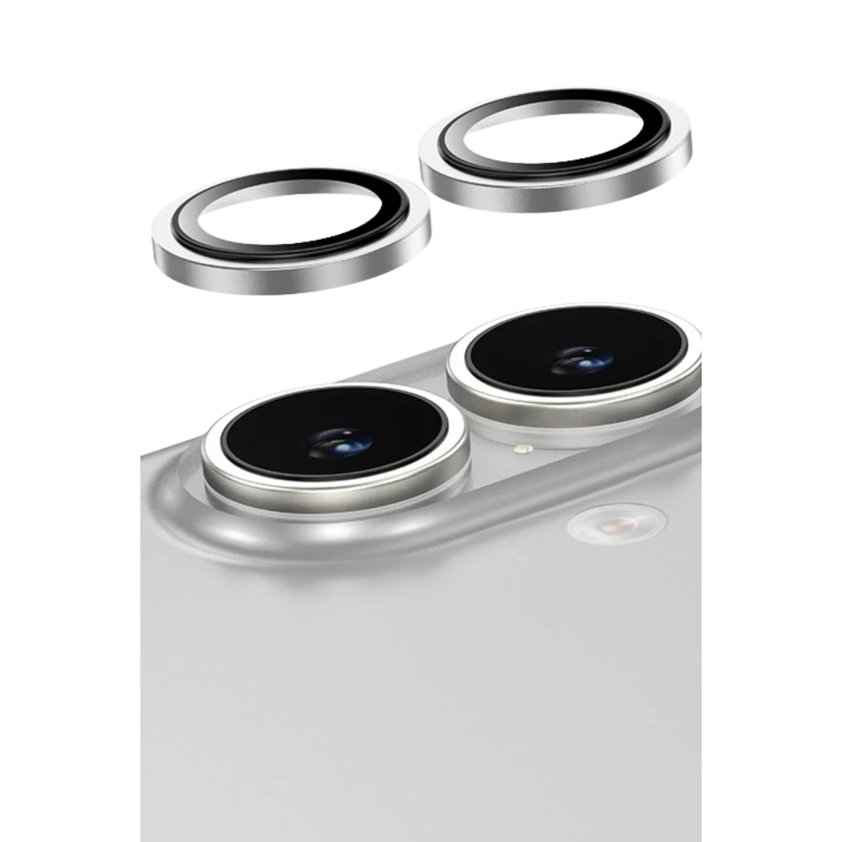Keephone Apple iPhone 16 Capital Alüminyum AR Kamera Lens Koruyucu - Gümüş
