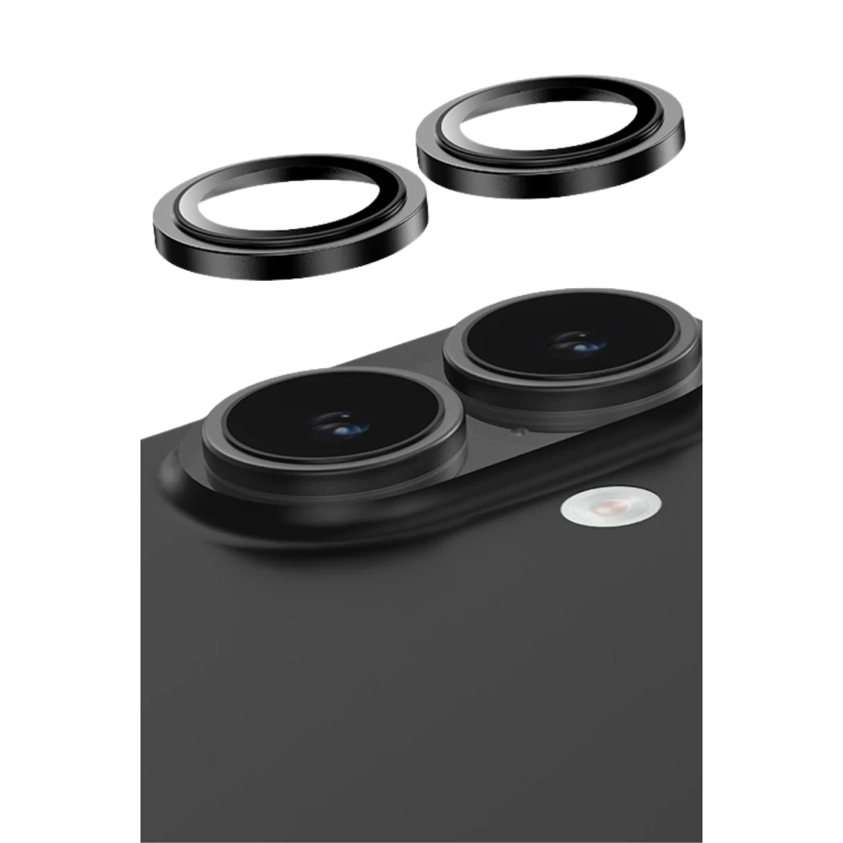 Keephone Apple iPhone 16 Capital Alüminyum AR Kamera Lens Koruyucu - Siyah