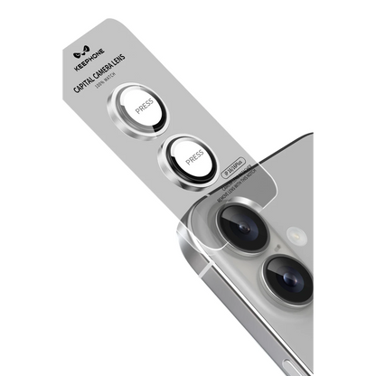 Keephone Apple iPhone 16 Capital Alüminyum AR Kamera Lens Koruyucu - Siyah