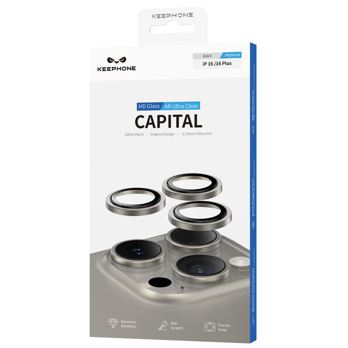 Keephone Apple iPhone 16 Capital Alüminyum AR Kamera Lens Koruyucu