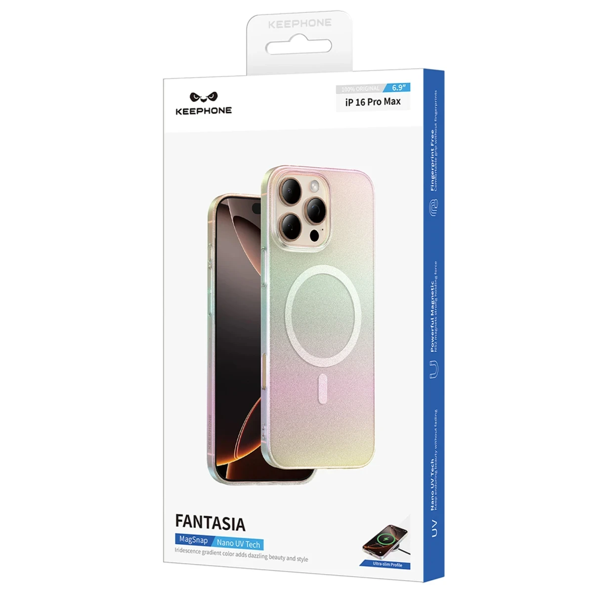 Keephone Apple iPhone 16 Fantasia Gökkuşağı Magsafe Kılıf - Beyaz