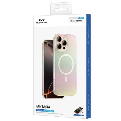 Keephone Apple iPhone 16 Fantasia Gökkuşağı Magsafe Kılıf - Beyaz