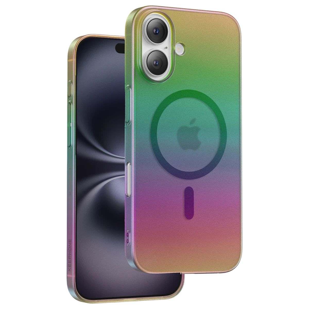 Keephone Apple iPhone 16 Fantasia Gökkuşağı Magsafe Kılıf - Siyah