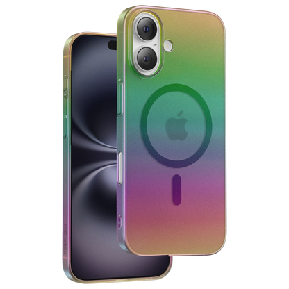 Keephone Apple iPhone 16 Fantasia Gökkuşağı Magsafe Kılıf - Siyah