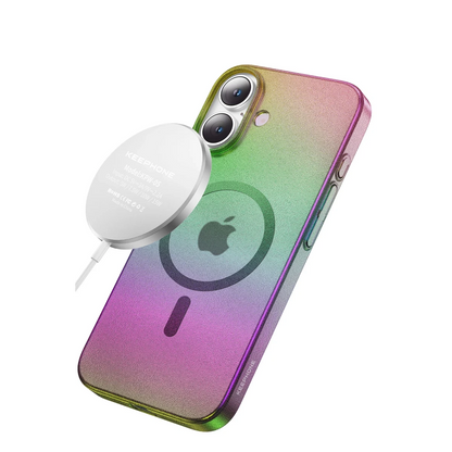 Keephone Apple iPhone 16 Fantasia Gökkuşağı Magsafe Kılıf - Siyah