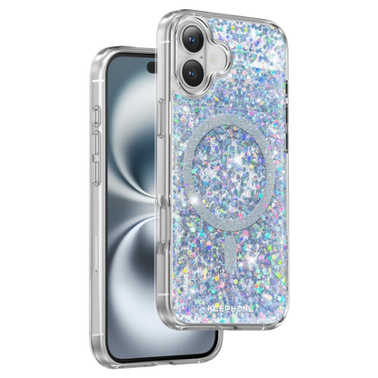 Keephone Apple iPhone 16 Interstellar Glitter Magsafe Kılıf - Mavi