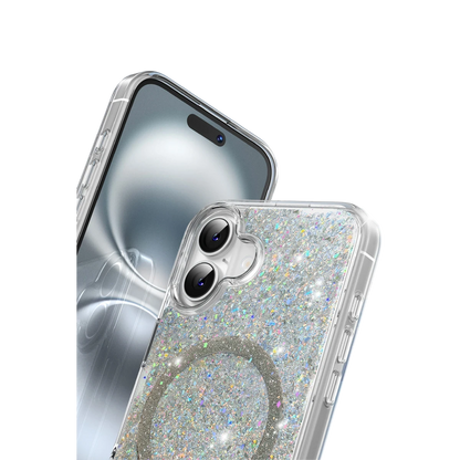 Keephone Apple iPhone 16 Plus Interstellar Glitter Magsafe Kılıf - Gümüş