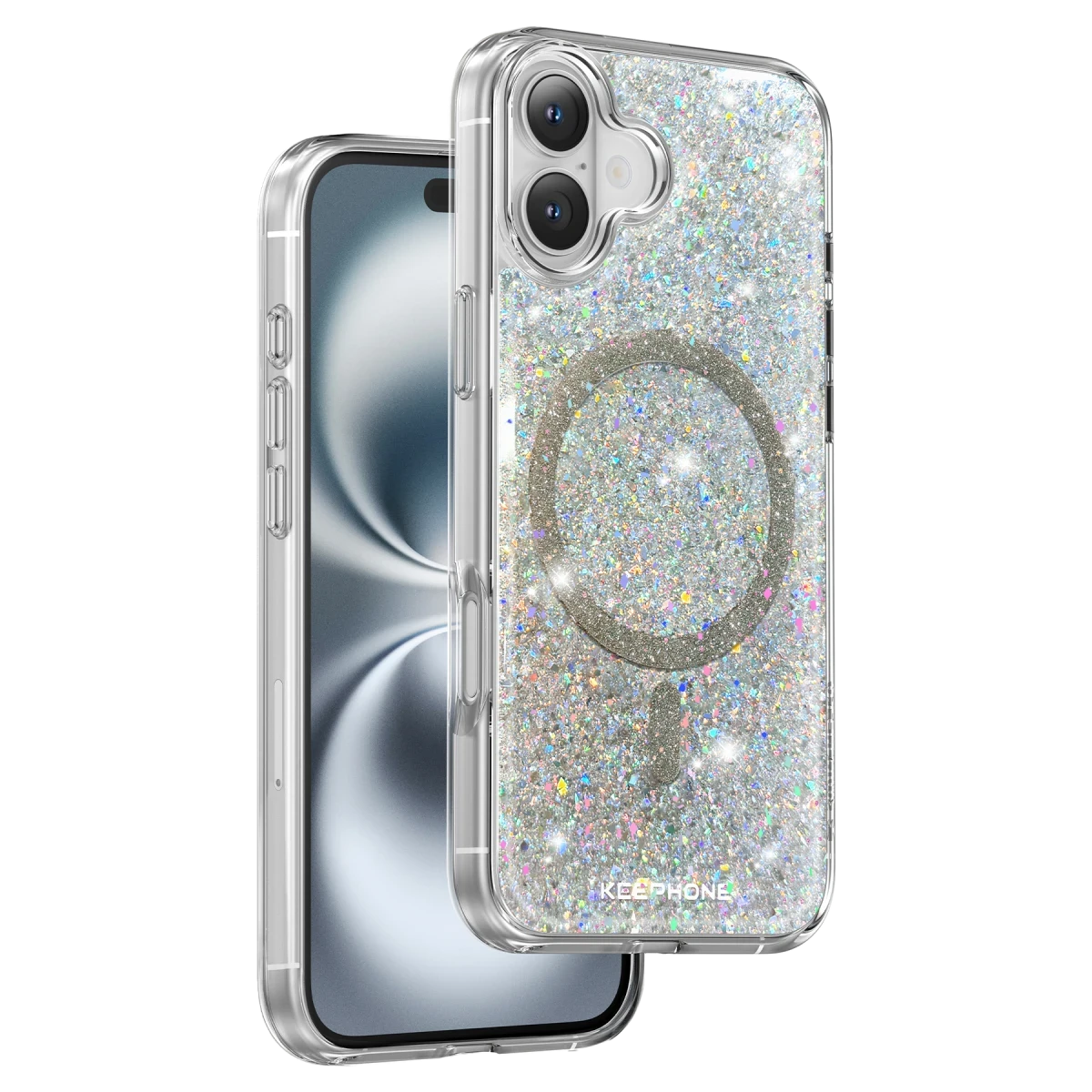 Keephone Apple iPhone 16 Plus Interstellar Glitter Magsafe Kılıf - Gümüş
