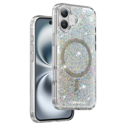Keephone Apple iPhone 16 Plus Interstellar Glitter Magsafe Kılıf - Gümüş