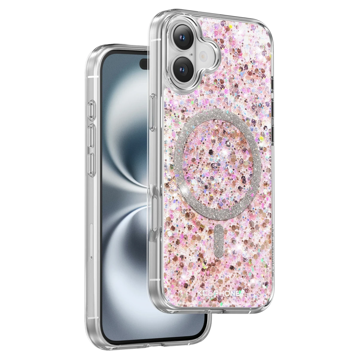 Keephone Apple iPhone 16 Plus Interstellar Glitter Magsafe Kılıf - Pembe