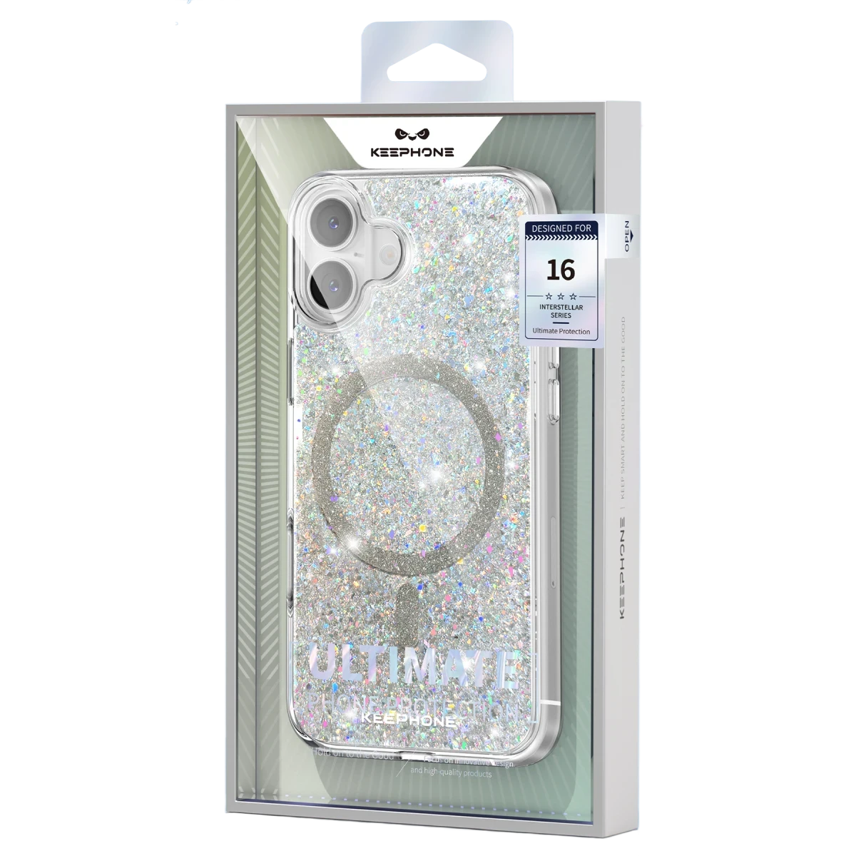Keephone Apple iPhone 16 Plus Interstellar Glitter Magsafe Kılıf - Mavi