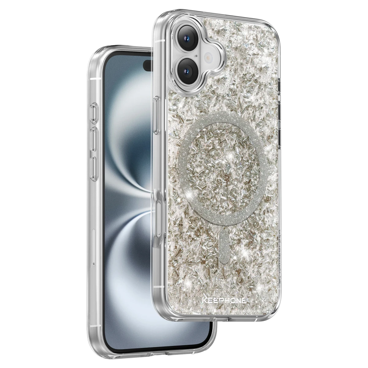 Keephone Apple iPhone 16 Plus Interstellar Glitter Magsafe Kılıf - Gri