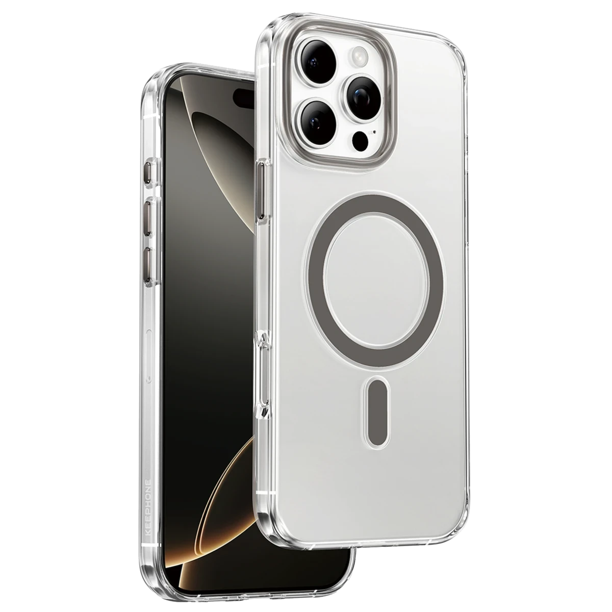 Keephone Apple iPhone 16 Pro Aurora Şeffaf Magsafe Kılıf - Natural Titanyum