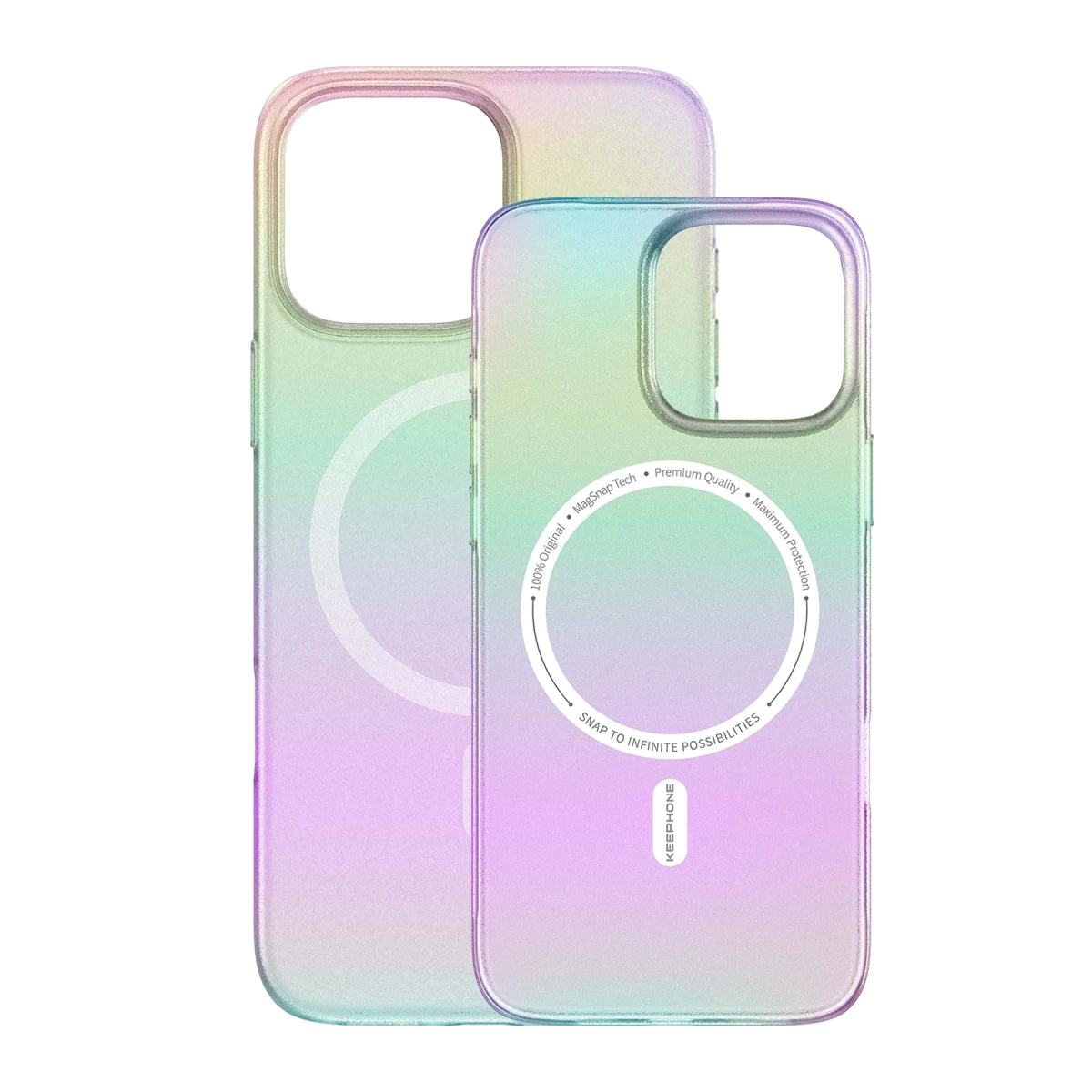 Keephone Apple iPhone 16 Pro Fantasia Gökkuşağı Magsafe Kılıf - Beyaz