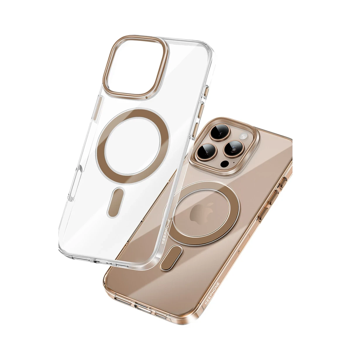 Keephone Apple iPhone 16 Pro Max Aurora Şeffaf Magsafe Kılıf - Natural Titanyum
