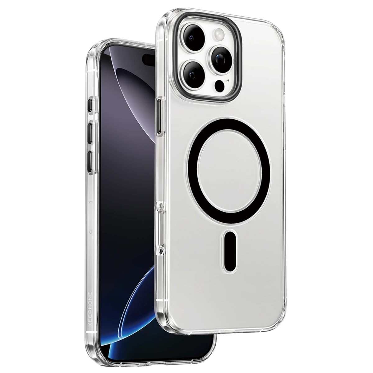 Keephone Apple iPhone 16 Pro Max Aurora Şeffaf Magsafe Kılıf - Siyah Titanyum