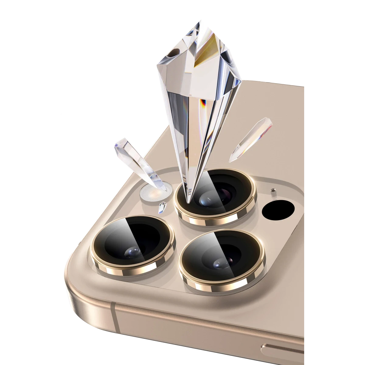 Keephone Apple iPhone 16 Pro Max Bright PVD Metal Kamera Lens - Titanyum