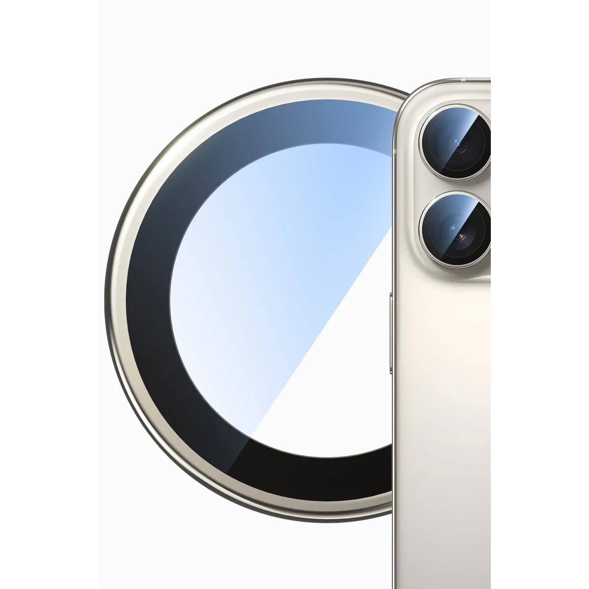 Keephone Apple iPhone 16 Pro Max Bright PVD Metal Kamera Lens - Titanyum