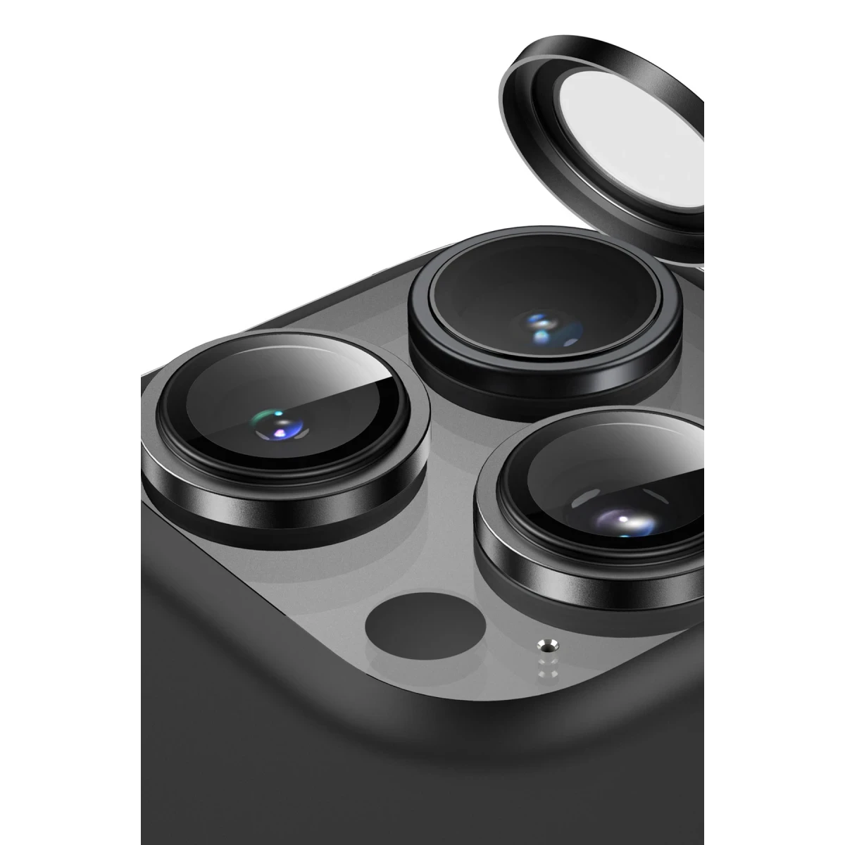 Keephone Apple iPhone 16 Pro Max Capital Alüminyum AR Kamera Lens Koruyucu - Beyaz Titanyum