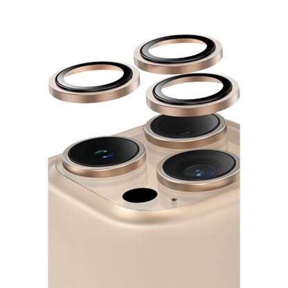 Keephone Apple iPhone 16 Pro Max Capital Alüminyum AR Kamera Lens Koruyucu - Çöl Titanyum