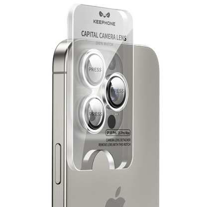 Keephone Apple iPhone 16 Pro Max Capital Alüminyum AR Kamera Lens Koruyucu - Natural Titanyum