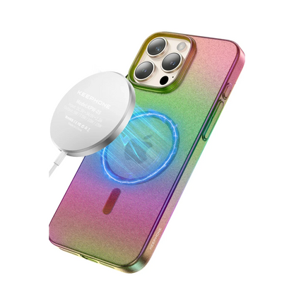 Keephone Apple iPhone 16 Pro Max Fantasia Gökkuşağı Magsafe Kılıf - Beyaz