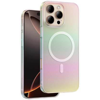Keephone Apple iPhone 16 Pro Max Fantasia Gökkuşağı Magsafe Kılıf - Beyaz