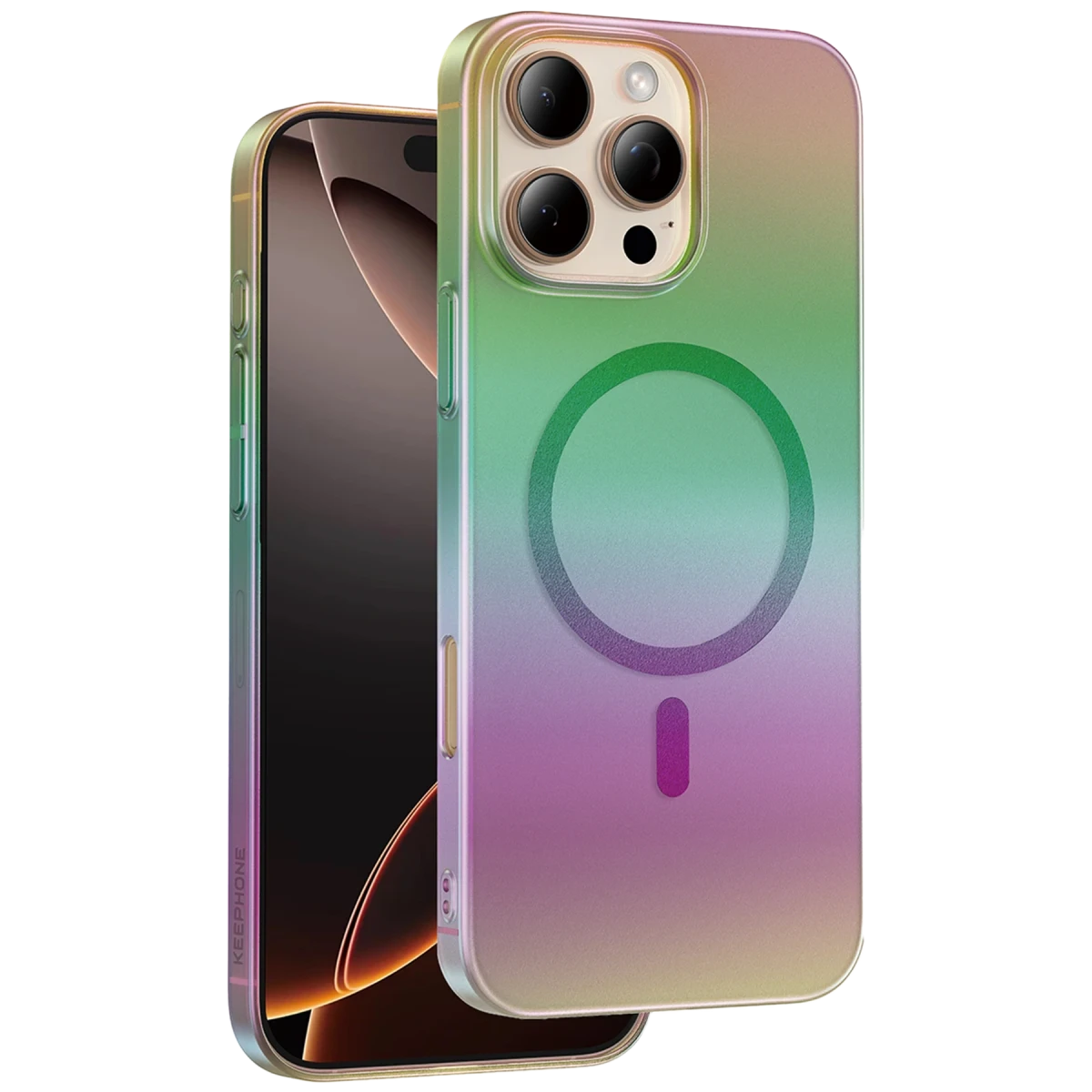 Keephone Apple iPhone 16 Pro Max Fantasia Gökkuşağı Magsafe Kılıf - Siyah