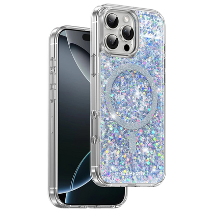 Keephone Apple iPhone 16 Pro Max Interstellar Glitter Magsafe Kılıf - Mavi