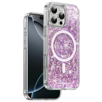 Keephone Apple iPhone 16 Pro Max Interstellar Glitter Magsafe Kılıf - Mor