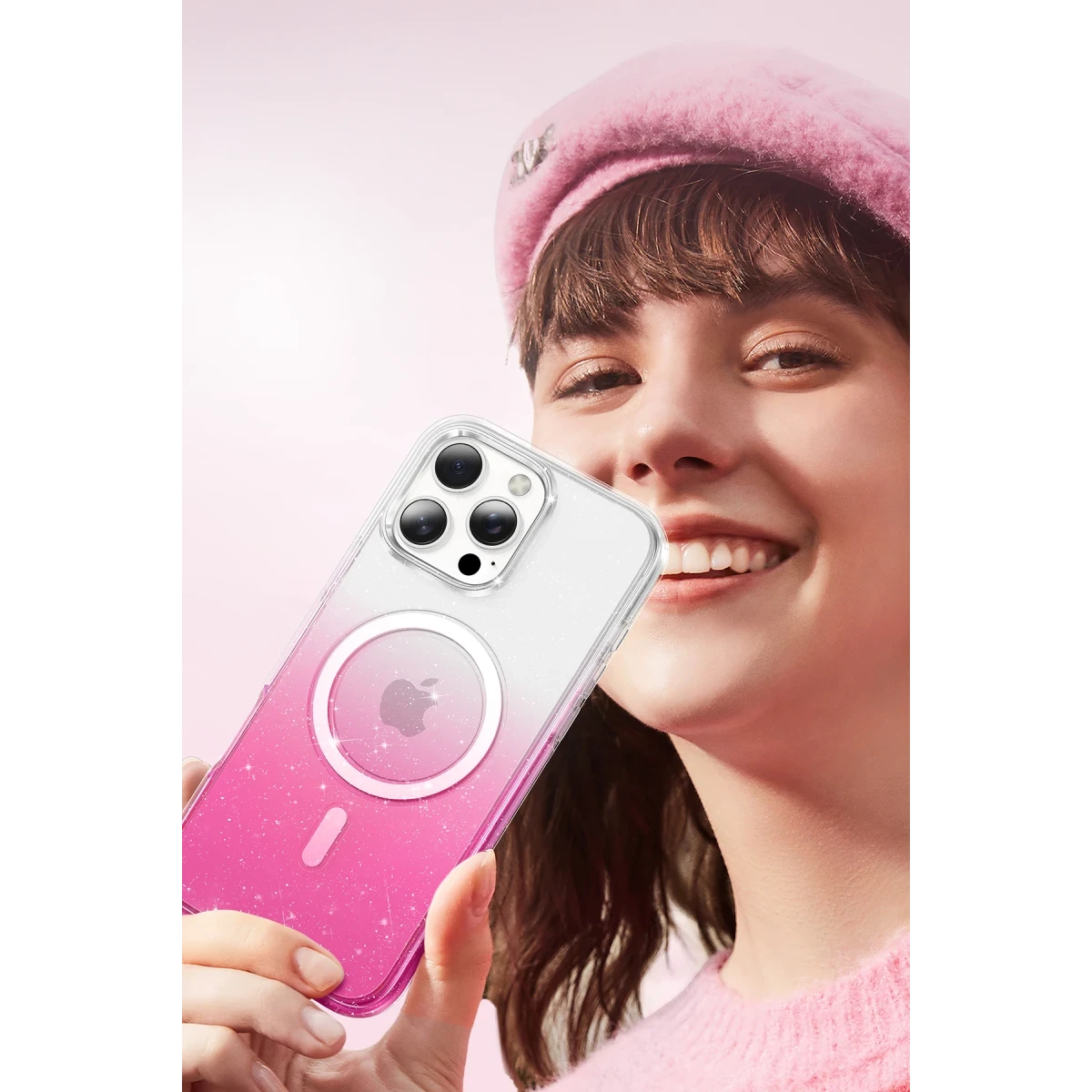 Keephone Apple iPhone 16 Pro Max Lillian Simli Magsafe Kılıf - Pembe