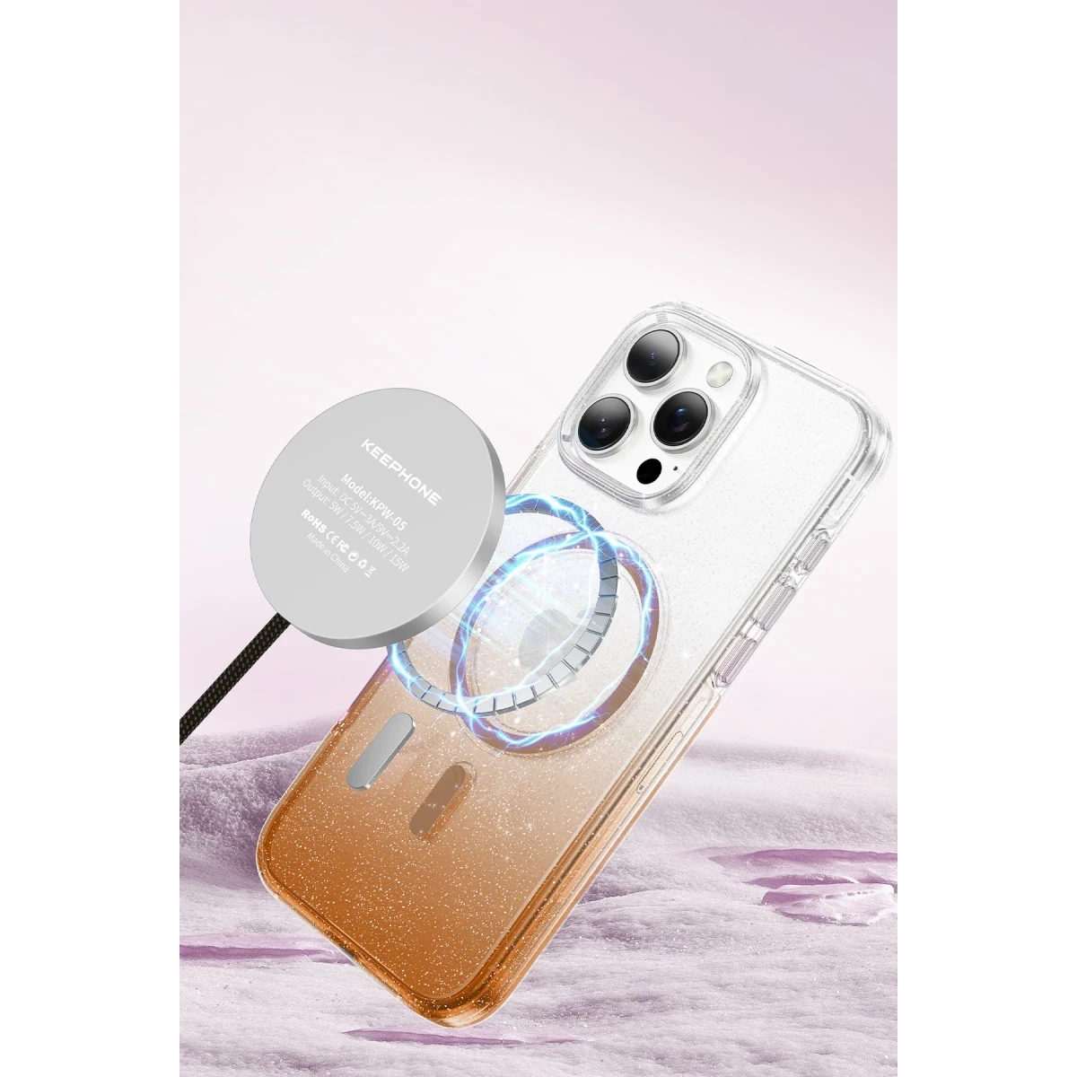 Keephone Apple iPhone 16 Pro Max Lillian Simli Magsafe Kılıf - Pembe