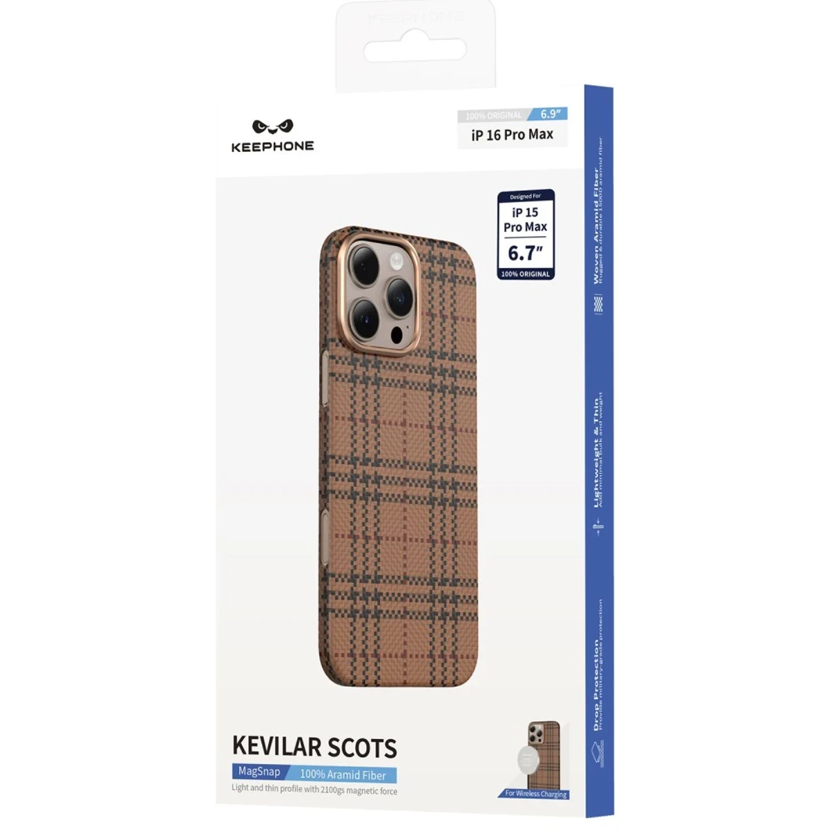 Keephone Apple iPhone 16 Pro Max Scots Kevlar Magsafe Kılıf - Çöl Titanyum