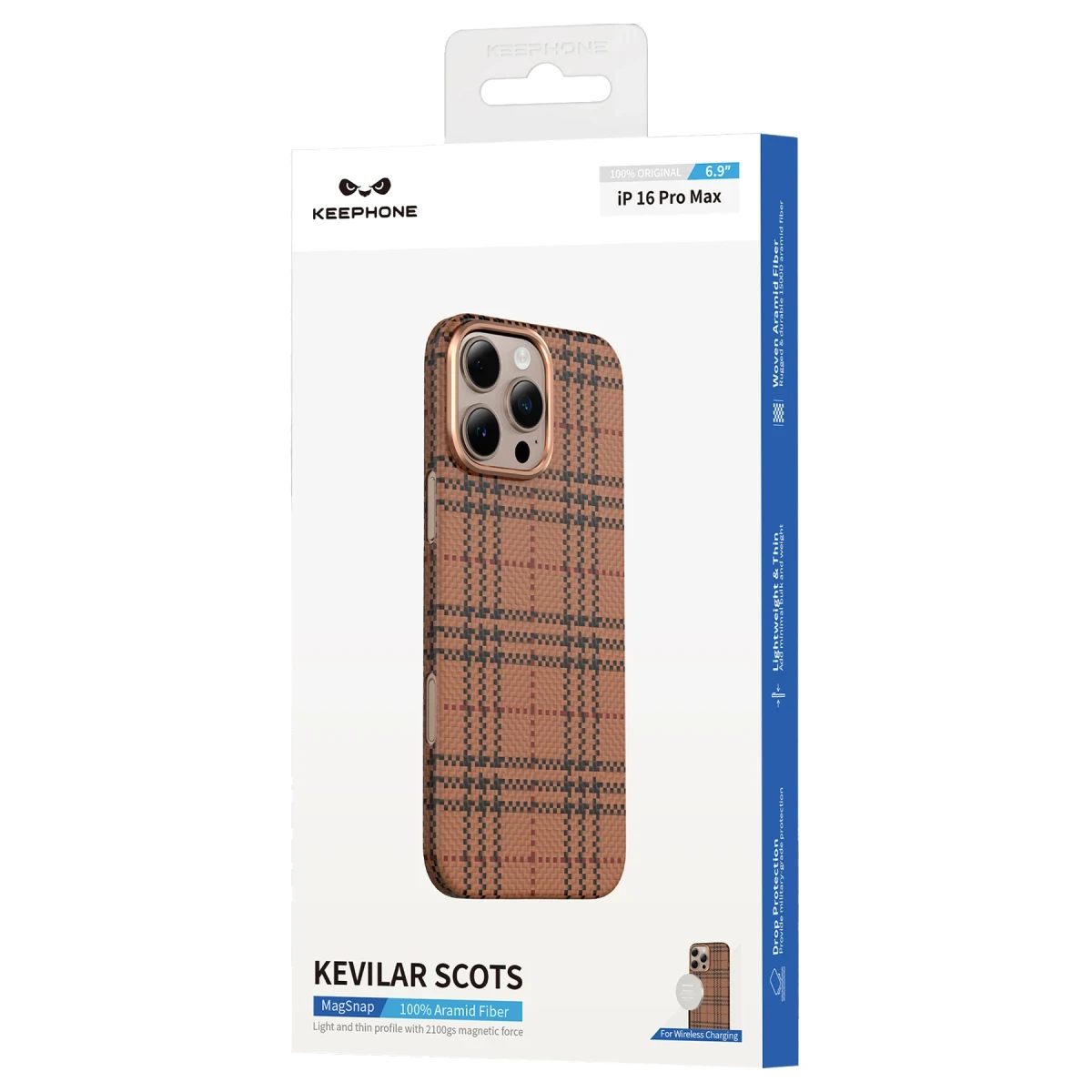 Keephone Apple iPhone 16 Pro Max Scots Kevlar Magsafe Kılıf - Natural Grey