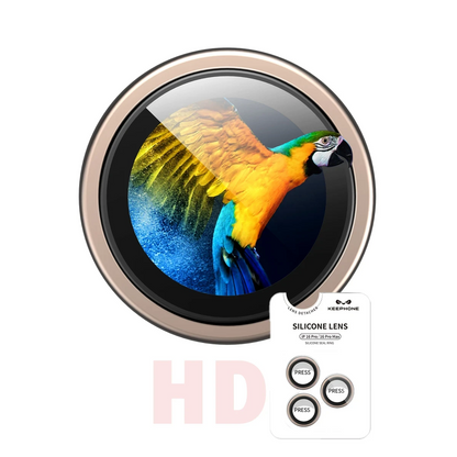 Keephone Apple iPhone 16 Pro Max Silikon Metal Kamera Lens Koruyucu - Çöl Titanyum