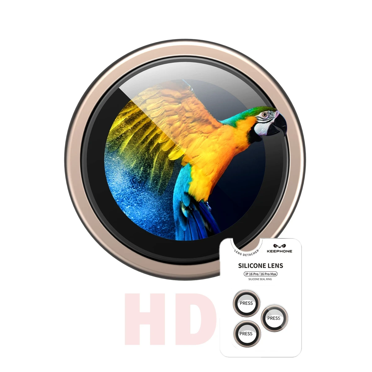 Keephone Apple iPhone 16 Pro Max Silikon Metal Kamera Lens Koruyucu - Titanyum