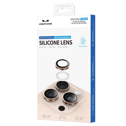 Keephone Apple iPhone 16 Pro Max Silikon Metal Kamera Lens Koruyucu - Titanyum
