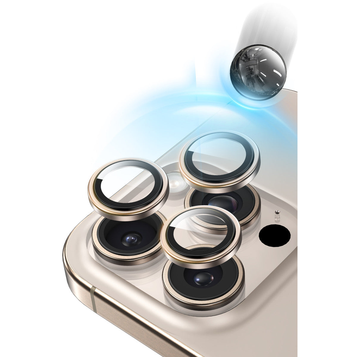 Keephone Apple iPhone 16 Pro Max Silikon Metal Kamera Lens Koruyucu