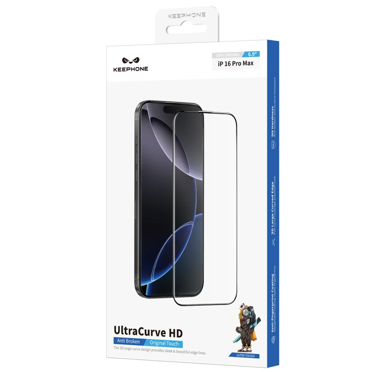 Keephone Apple iPhone 16 Pro Max UltraCurve HD 3D Cam Ekran Koruyucu - Siyah