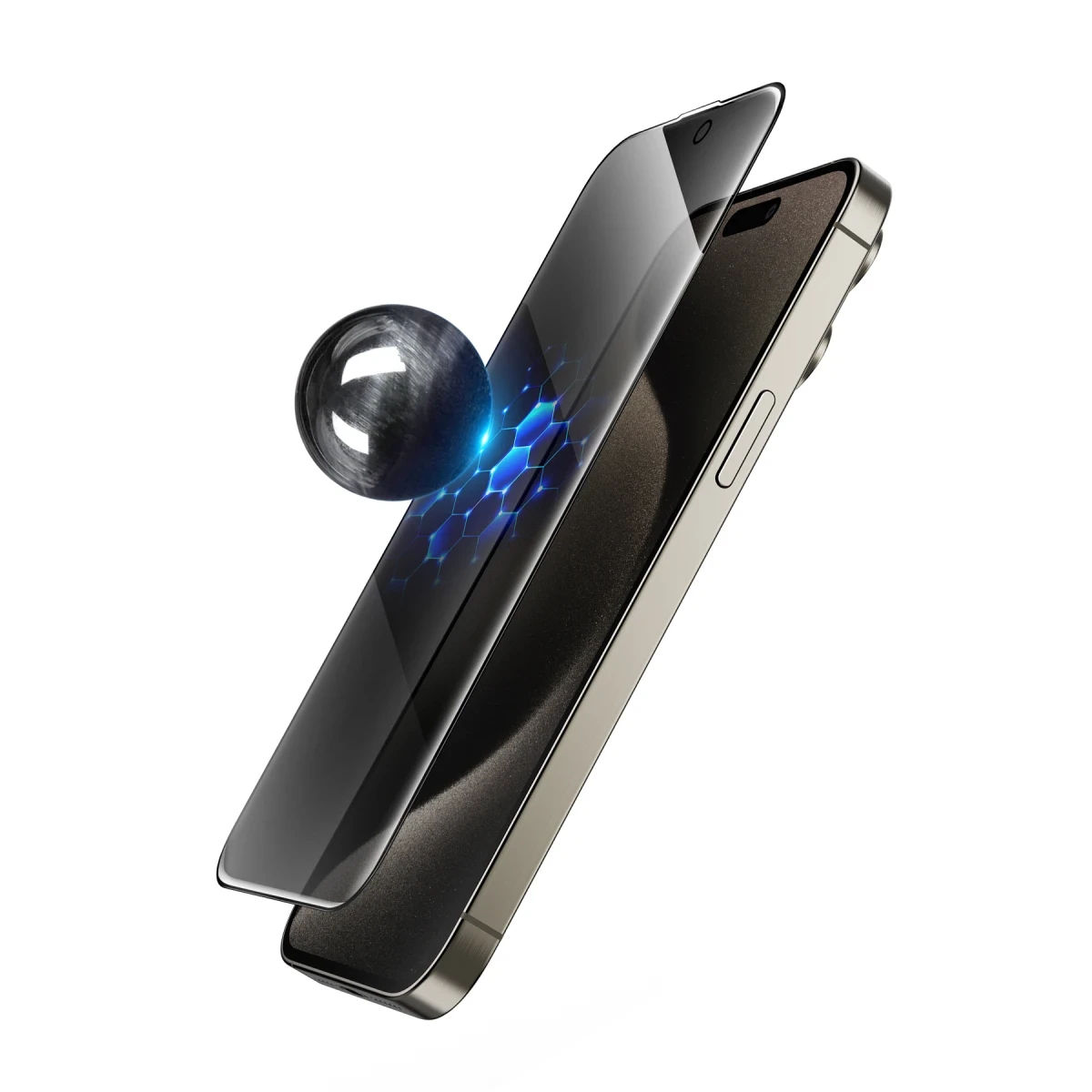 Keephone Apple iPhone 16 Pro Max UltraCurve Privacy 3D Cam Ekran Koruyucu - Siyah
