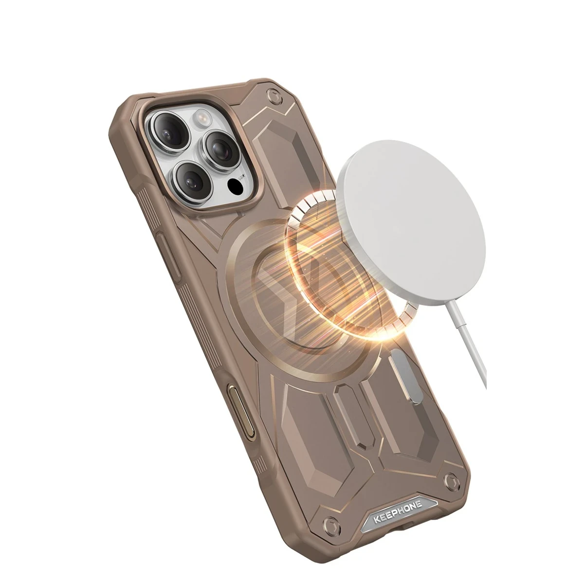 Keephone Apple iPhone 16 Pro Monarch Magsafe Kılıf - Çöl Titanyum
