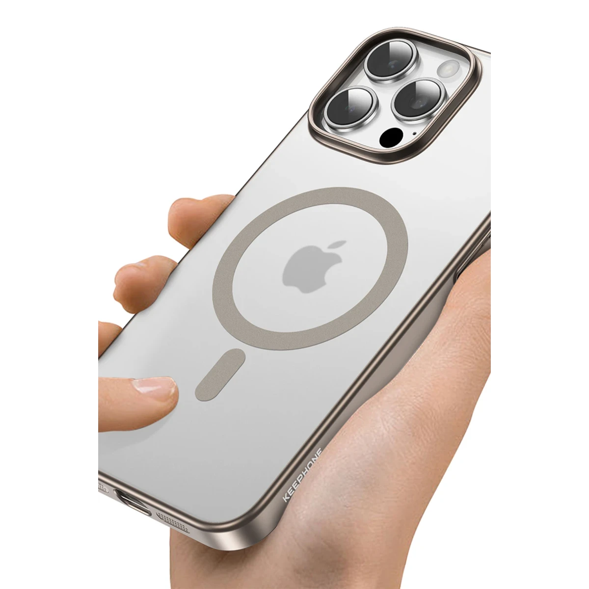 Keephone Apple iPhone 16 Pro Skingrip Magsafe Kılıf - Çöl Titanyum