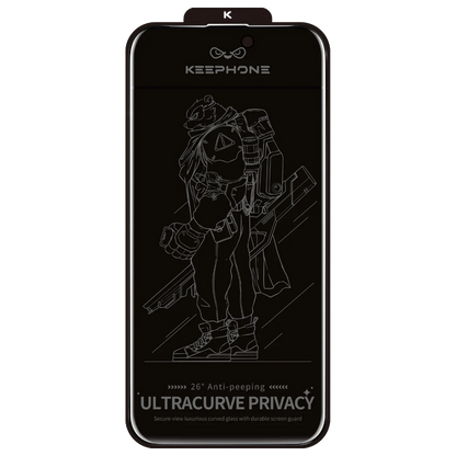 Keephone Apple iPhone 16 Pro UltraCurve Privacy 3D Cam Ekran Koruyucu - Siyah
