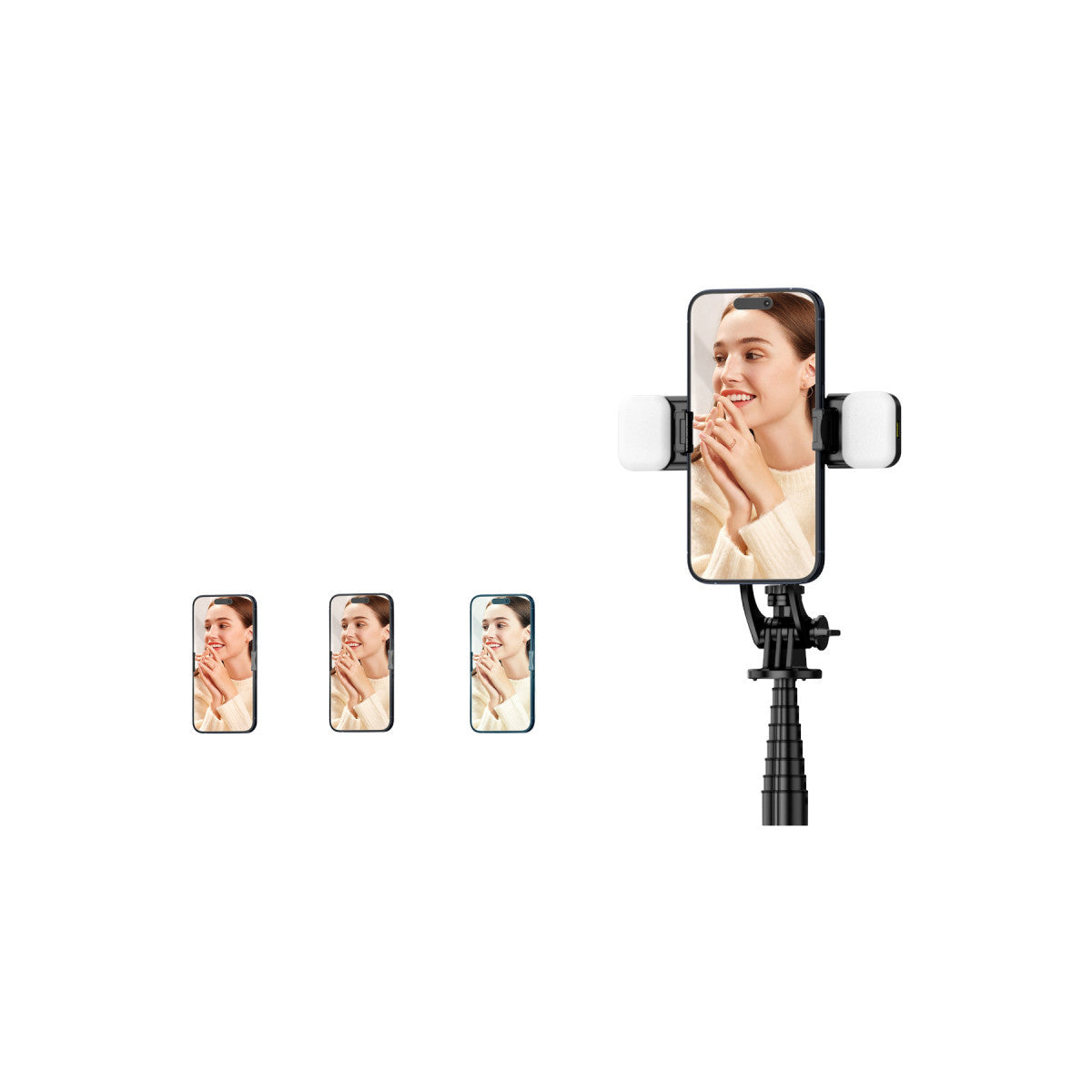 Keephone KP-LA01 Selfy 360 Derece Ayarlanabilir Led Işıklı 133.5cm BT Selfie Çubuğu