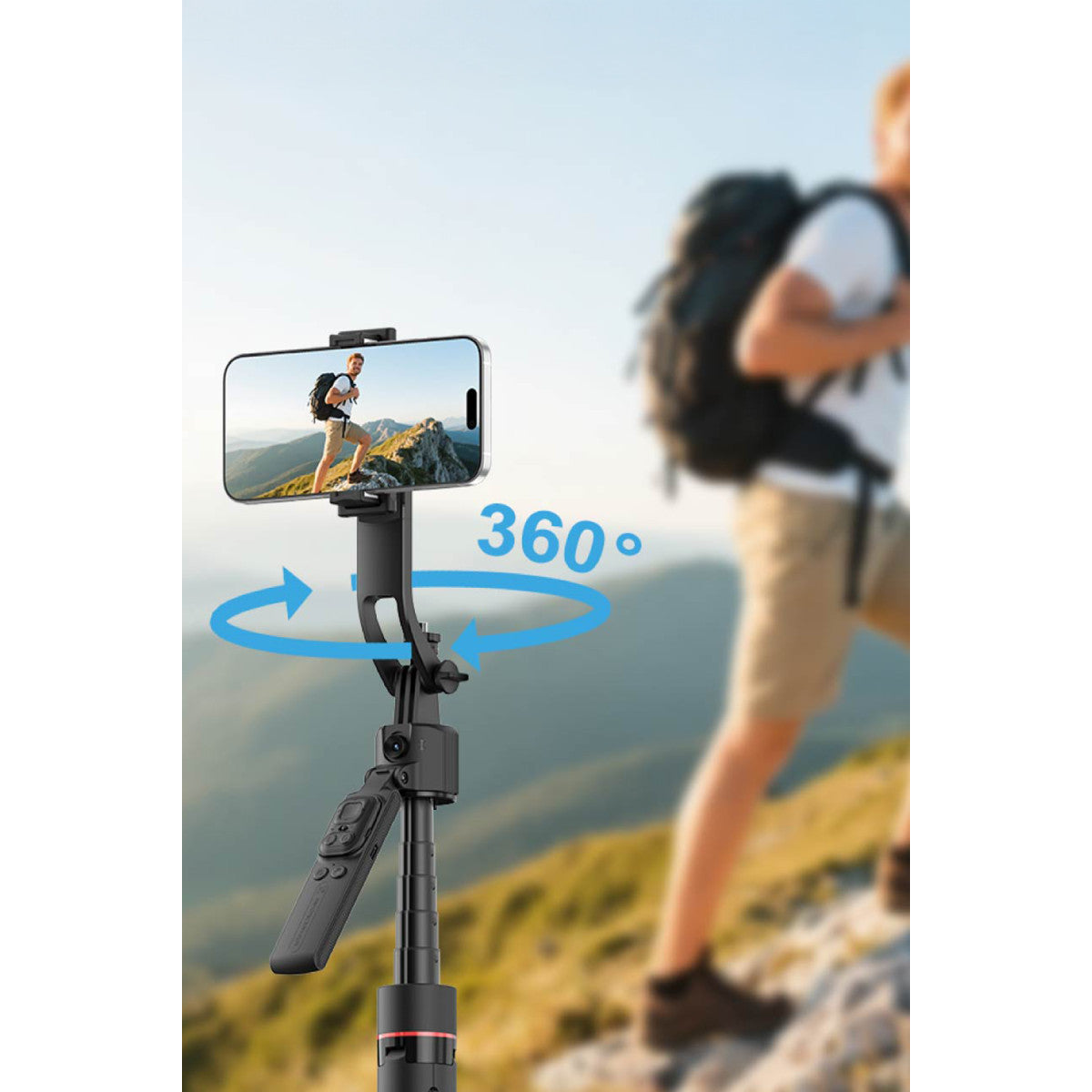 Keephone KP-LA06 BuddyCam 360 Derece AI Auto-Tracking Özellikli BT Selfie Gimbal – Siyah