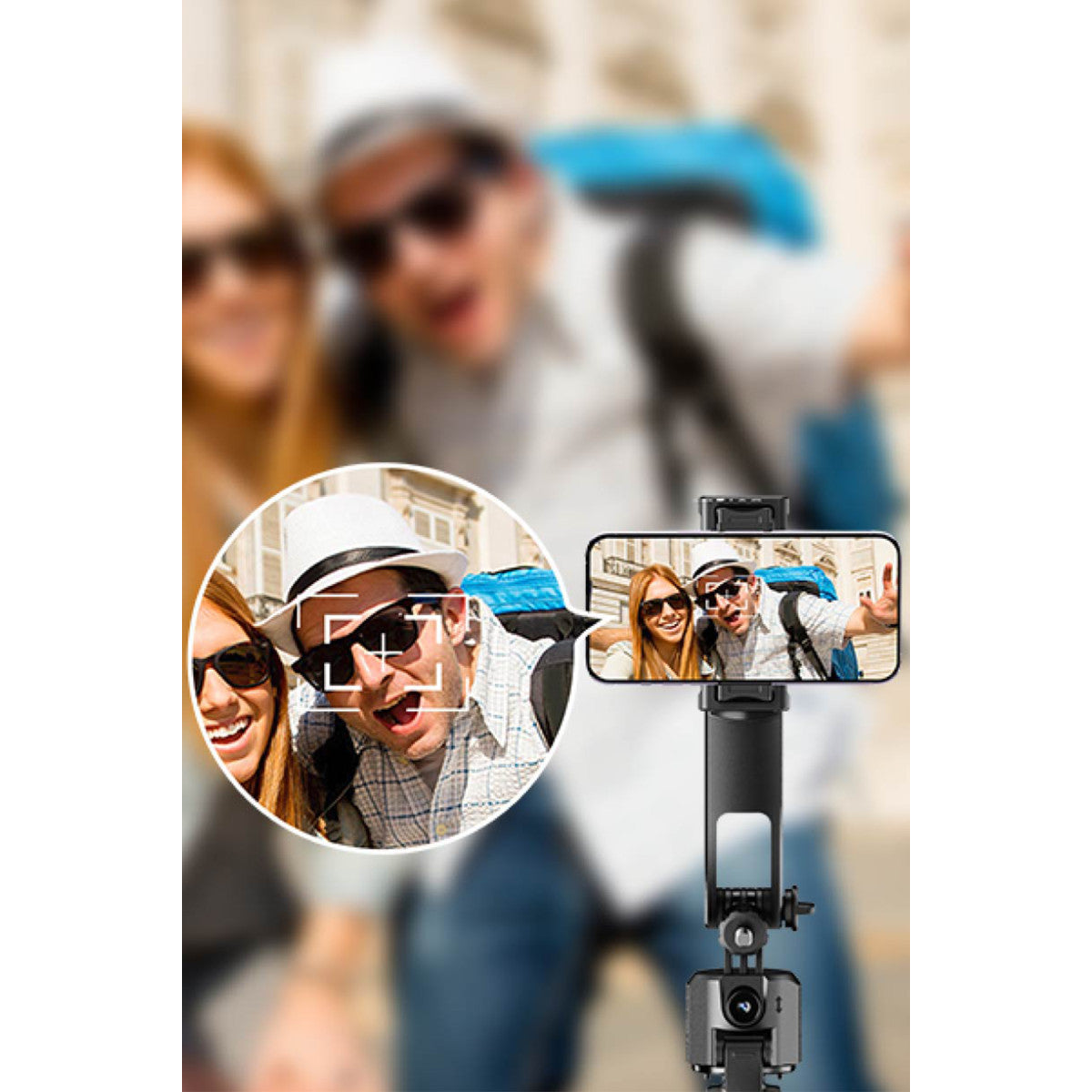 Keephone KP-LA06 BuddyCam 360 Derece AI Auto-Tracking Özellikli BT Selfie Gimbal – Siyah